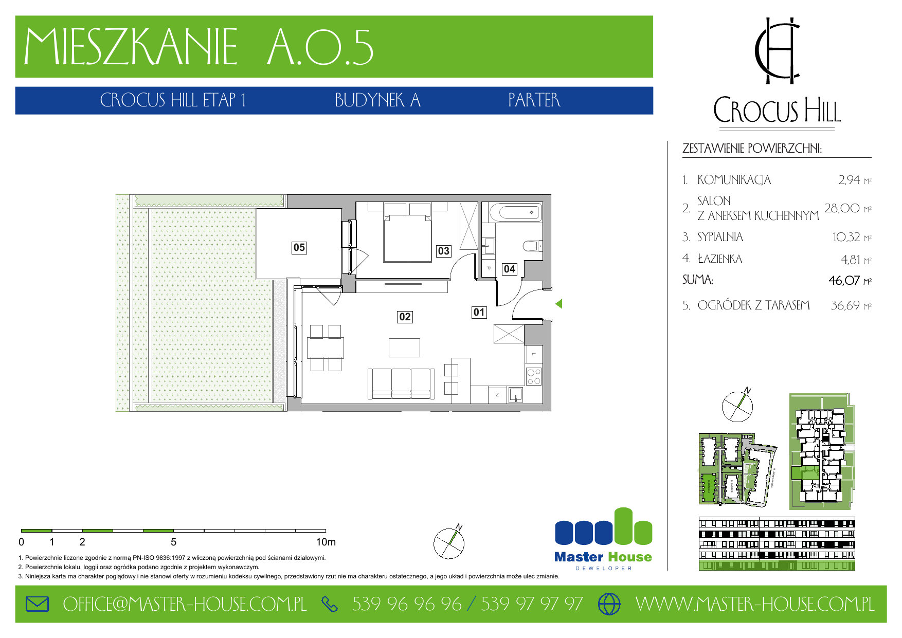 Mieszkanie 46,07 m², parter, oferta nr A.0.5, Crocus Hill, Szczecin, Śródmieście, ul. Jerzego Janosika 2, 2A, 3, 3A-idx